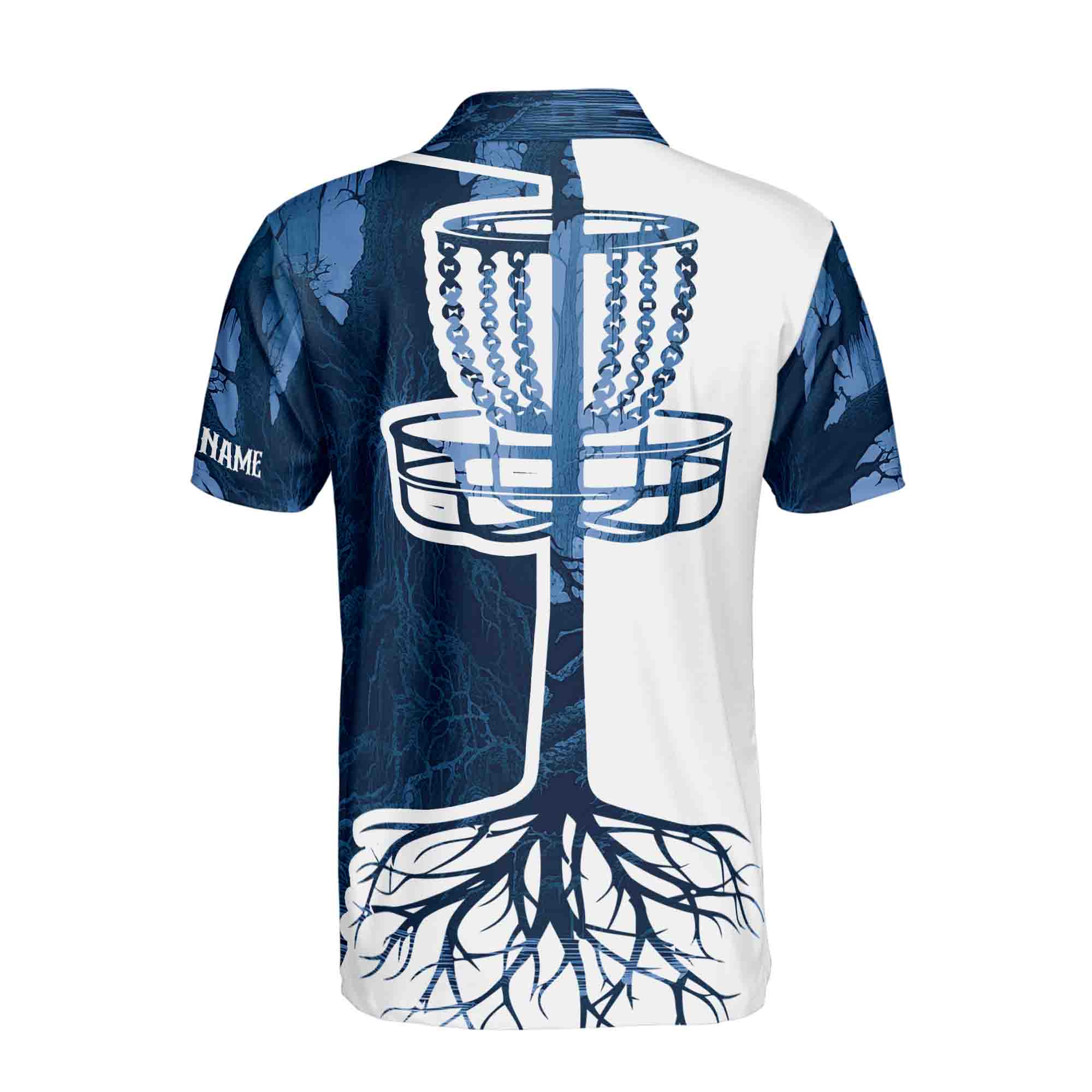 Personalized Men's Golf Shirt Polo - Funny Discs Golf Blue Graphic Art