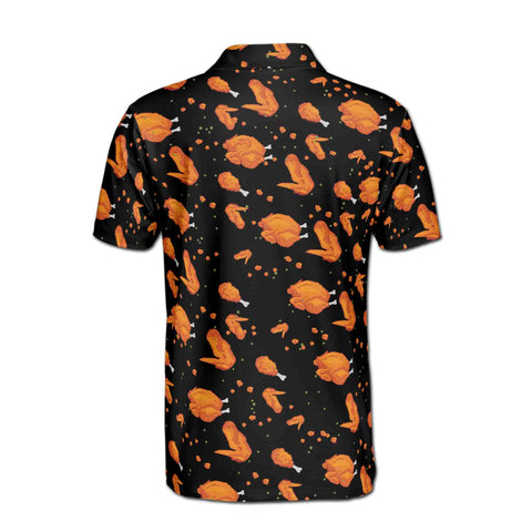 Personalized Men's Golf Shirt Polo - Funny Fried Chicken Lover Fry Golf