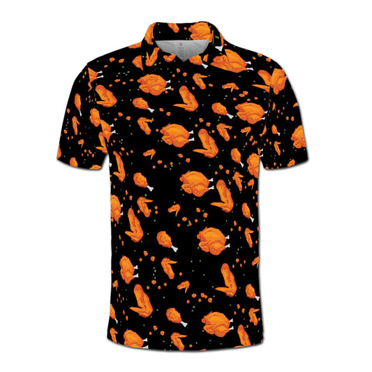 Personalized Men's Golf Shirt Polo - Funny Fried Chicken Lover Fry Golf