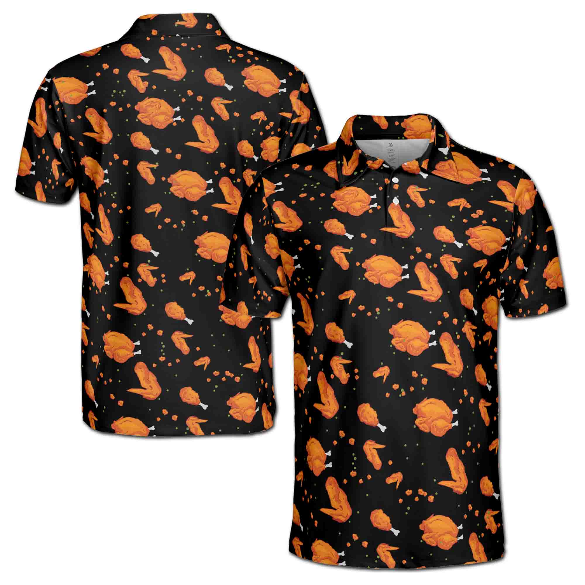 Personalized Men's Golf Shirt Polo - Funny Fried Chicken Lover Fry Golf