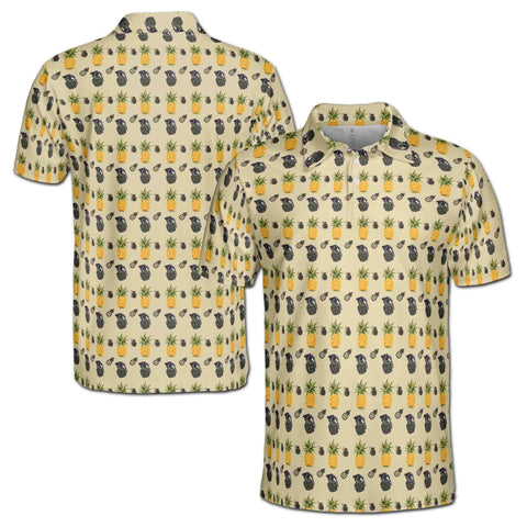 Personalized Men's Golf Shirt Polo - Funny Greenade And Pineapple Pattern Golf