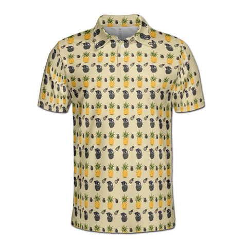 Personalized Men's Golf Shirt Polo - Funny Greenade And Pineapple Pattern Golf