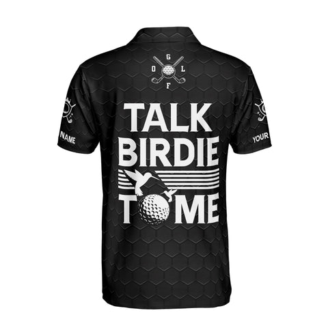 Personalized Men's Golf Shirt Polo - America Golfer Talk Birdie To