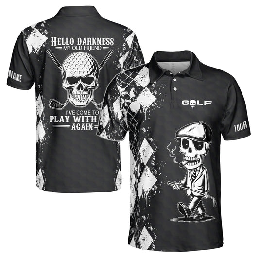 Personalized Men's Golf Shirt Polo - Skull Golfer I'Ve Come To Play With You Again