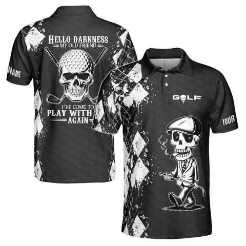 Personalized Men's Golf Shirt Polo - Skull Golfer I'Ve Come To Play With You Again