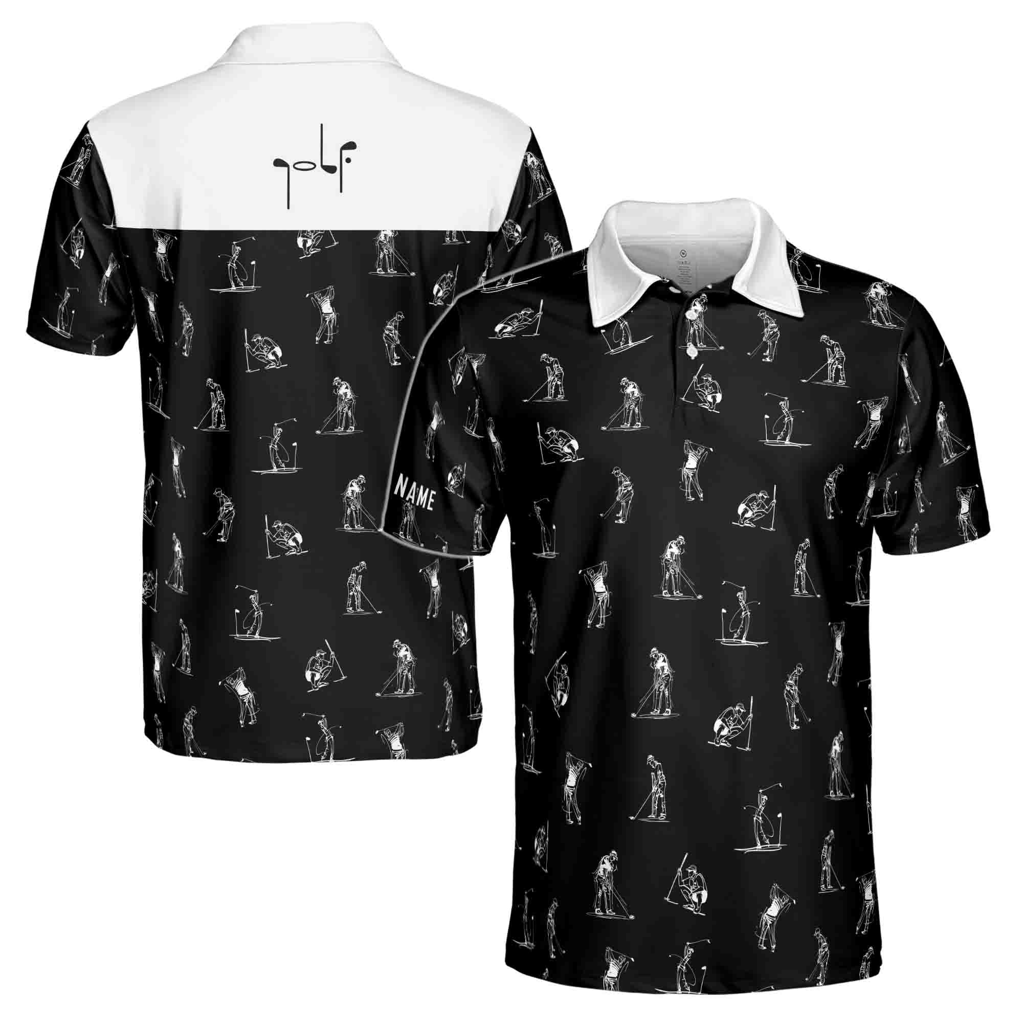 Personalized Men's Golf Shirt Polo - Man Play Golfer Multi-Pose Golfer