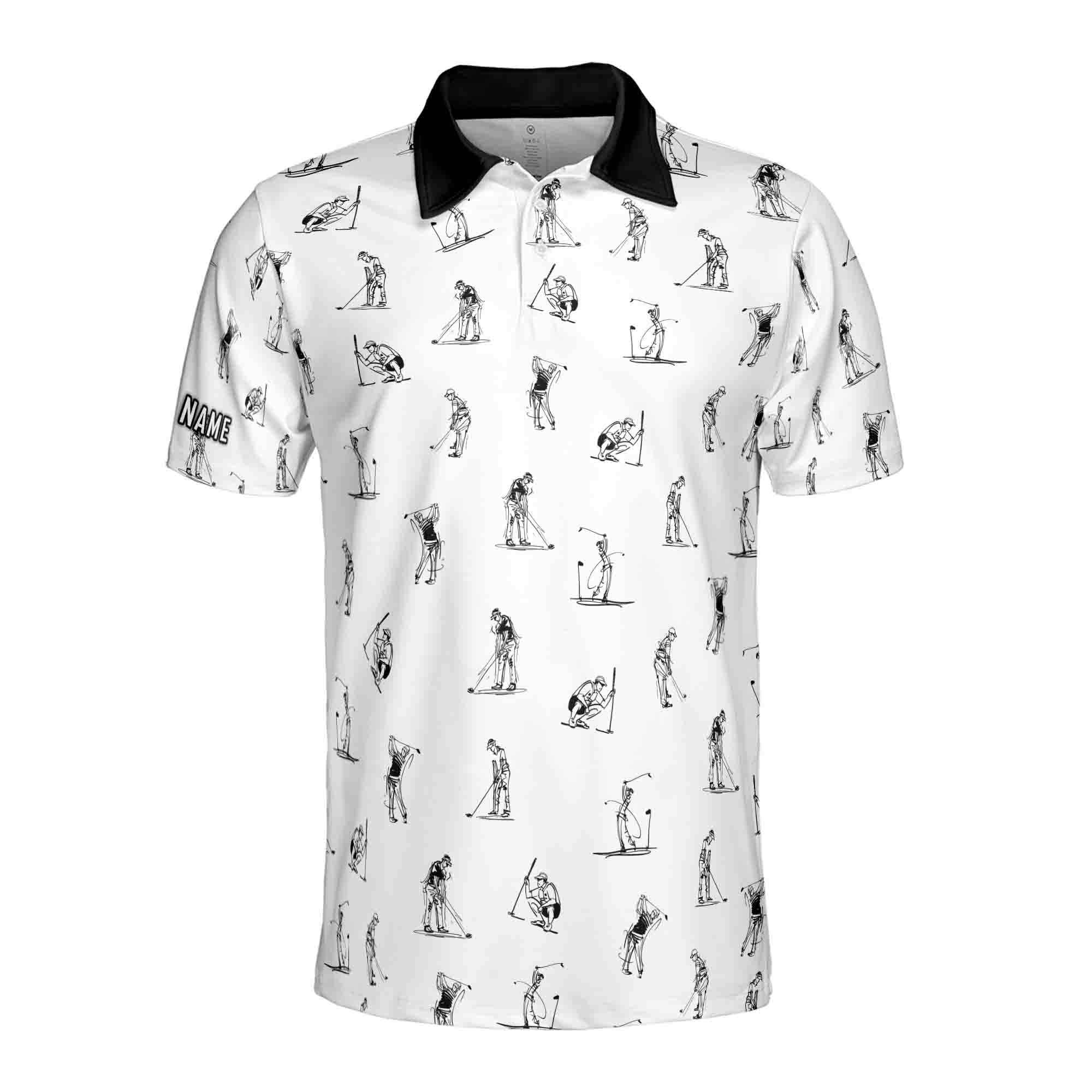 Personalized Men's Golf Shirt Polo - Man Play Golfer Multi-Pose Golfer