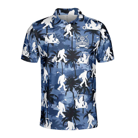 Personalized Men's Golf Shirt Polo - Monkey Big Foot Play Golf Palm Tree Pattern