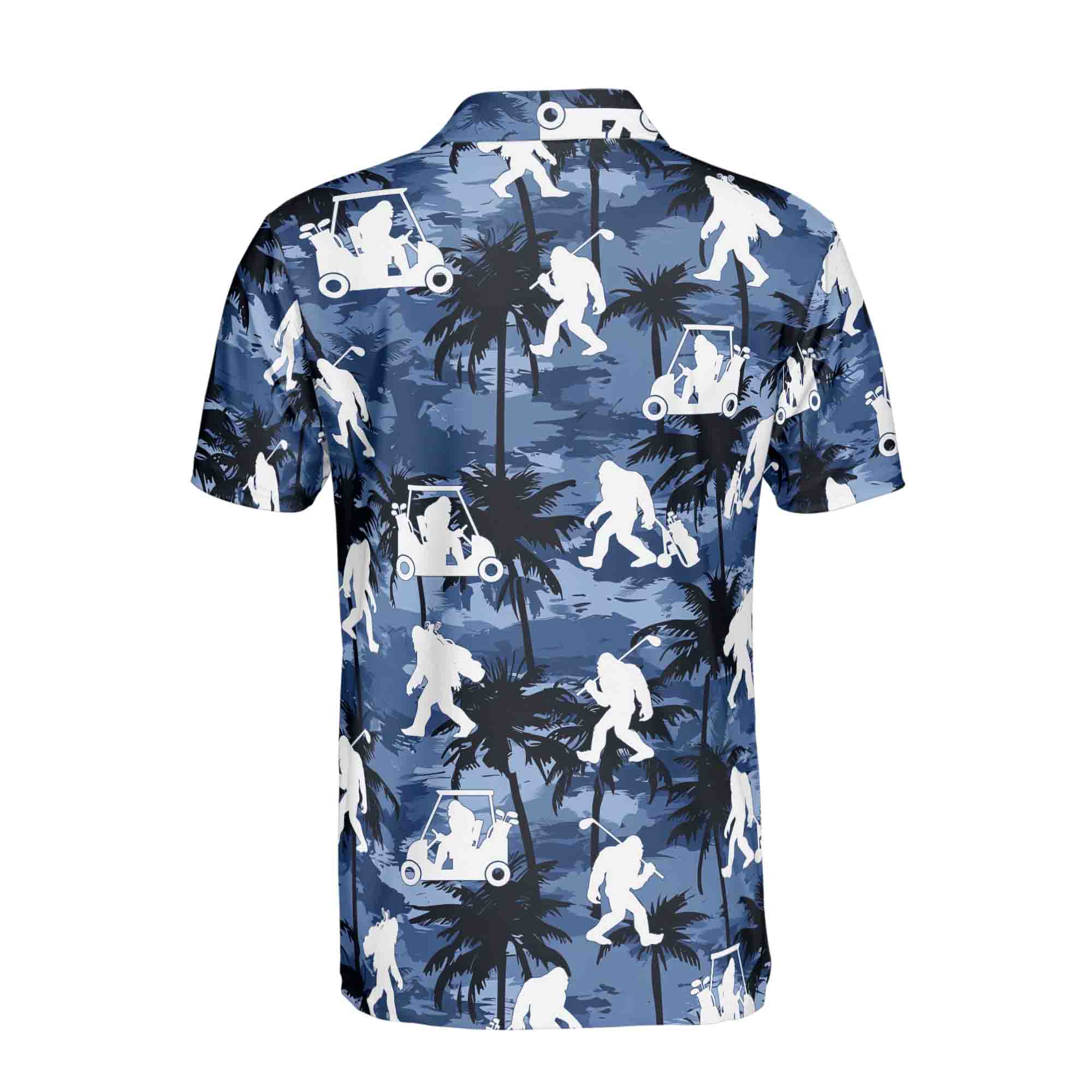 Personalized Men's Golf Shirt Polo - Monkey Big Foot Play Golf Palm Tree Pattern