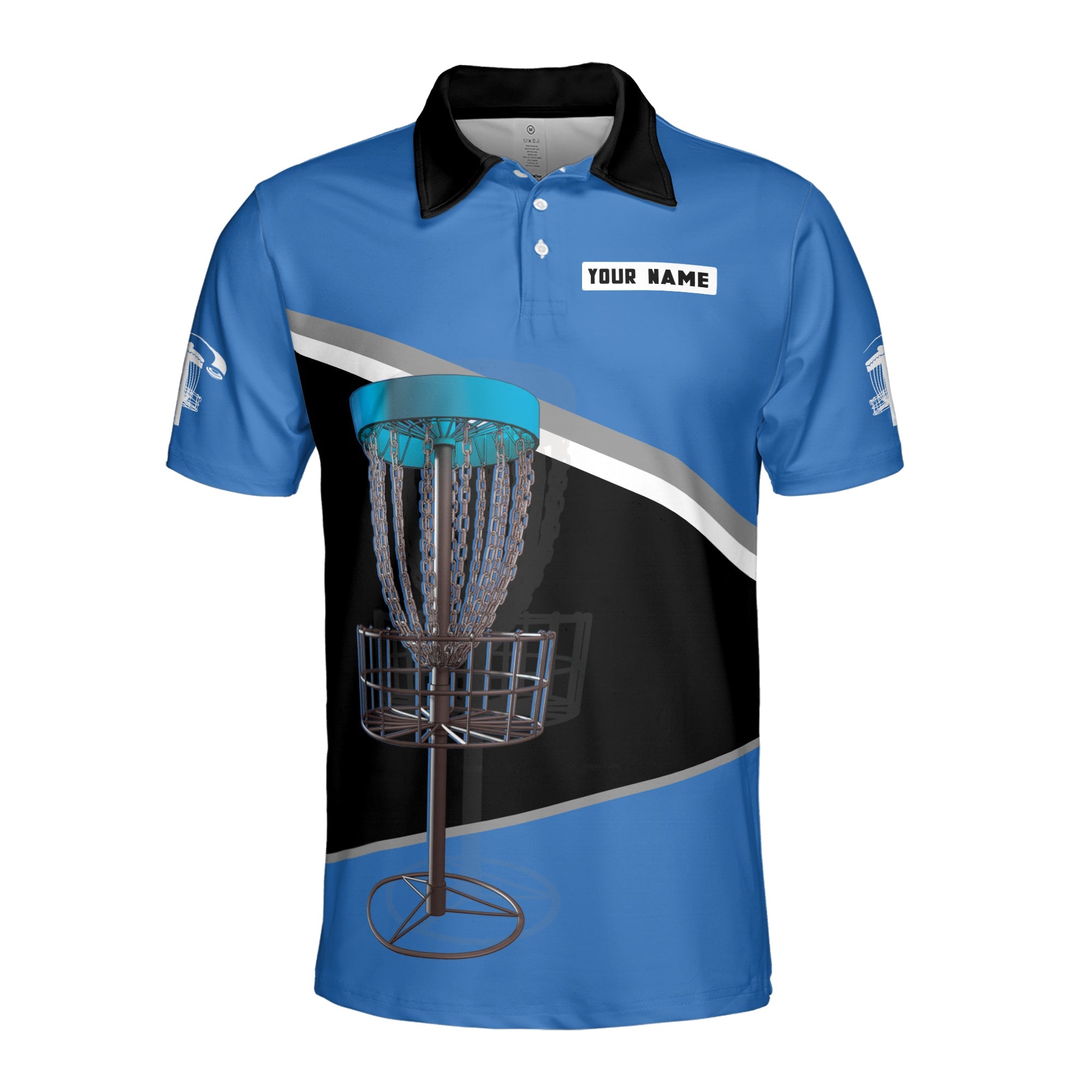 Personalized Men's Golf Shirt Polo - Disc Golf Team Blue Black