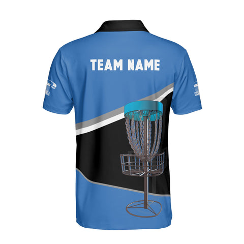 Personalized Men's Golf Shirt Polo - Disc Golf Team Blue Black