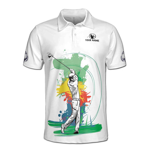 Personalized Men's Golf Shirt Polo - Colorful Golfer Look For The Ball Repeat