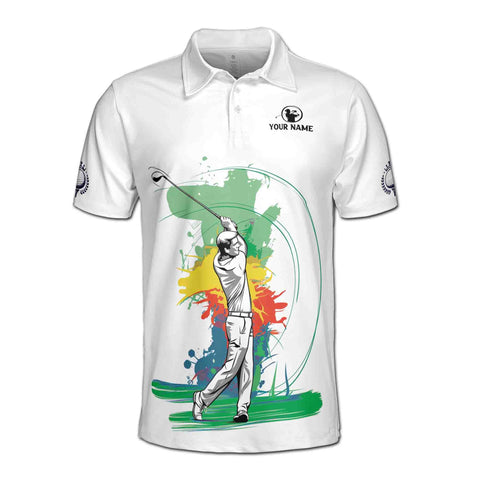 Personalized Men's Golf Shirt Polo - Colorful Golfer Look For The Ball Repeat