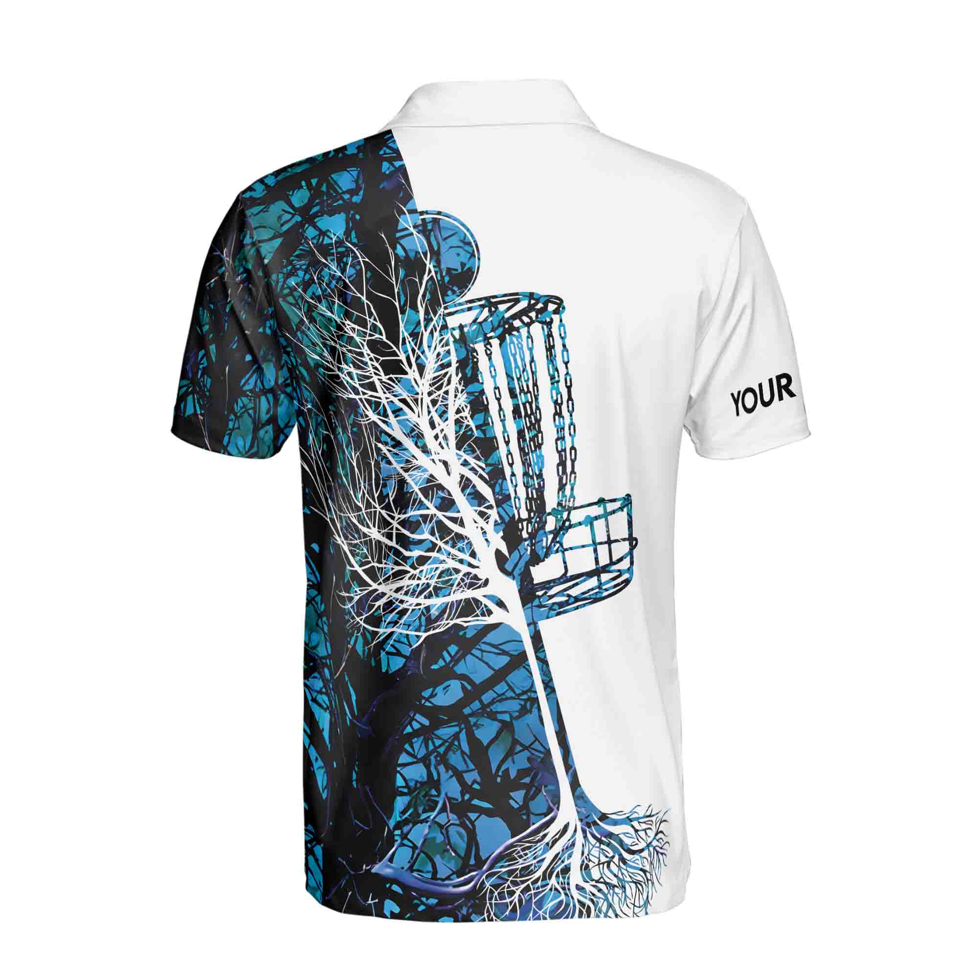 Personalized Men's Golf Shirt Polo - Mens Disc Golf Blue Camo Disc Golf Basket