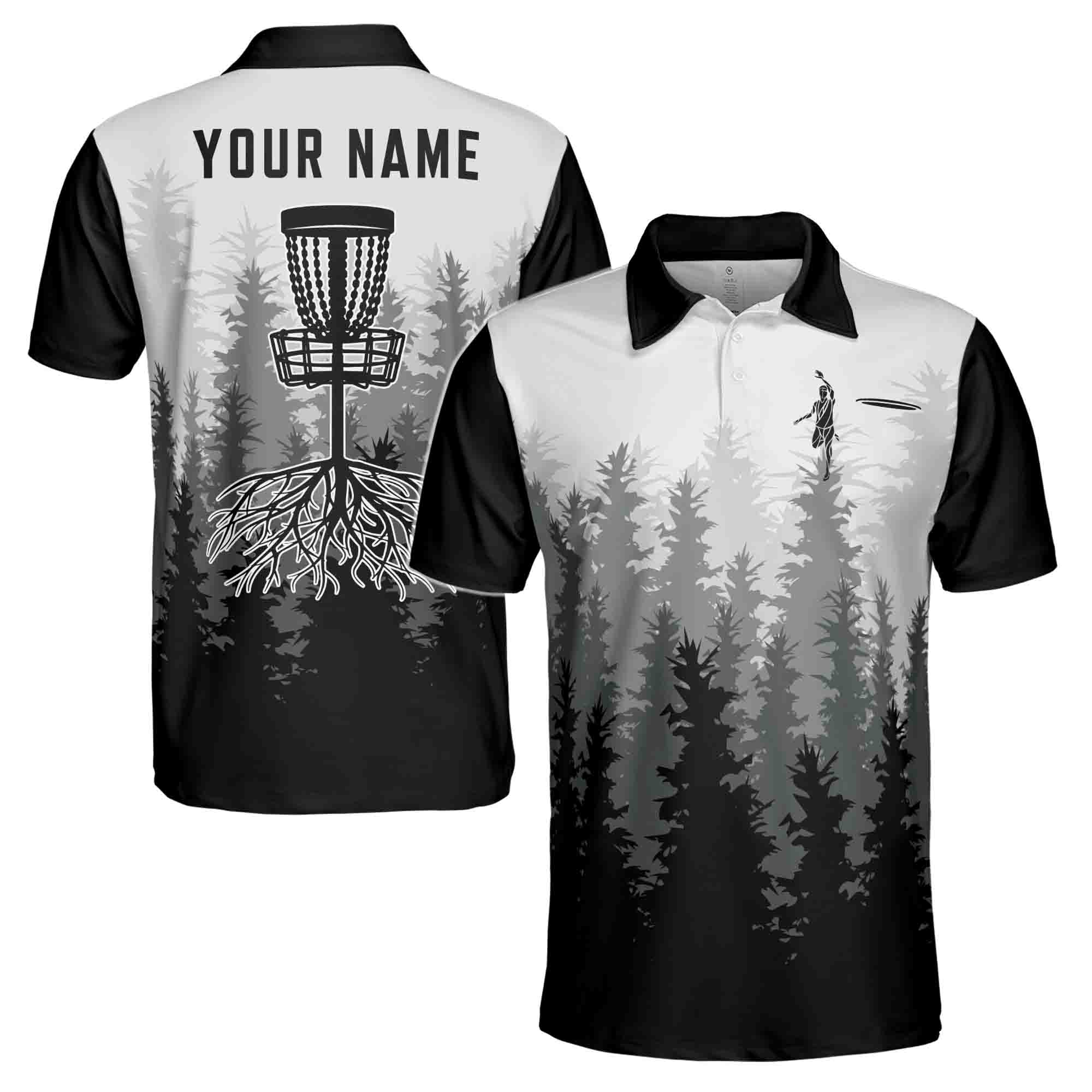 Personalized Men's Golf Shirt Polo - Disc Golf Hole In The Woods Disc Golf