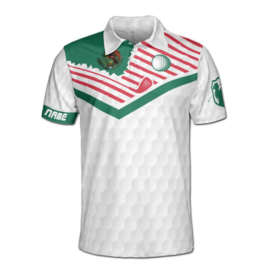 Personalized Men's Golf Shirt Polo - Mexico Flag World's Okayest Golfer Custom