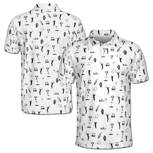 Personalized Men's Golf Shirt Polo - Funny Golf Icon Golfer Silhouette Golf Lover