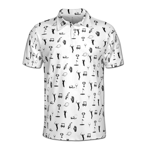 Personalized Men's Golf Shirt Polo - Funny Golf Icon Golfer Silhouette Golf Lover