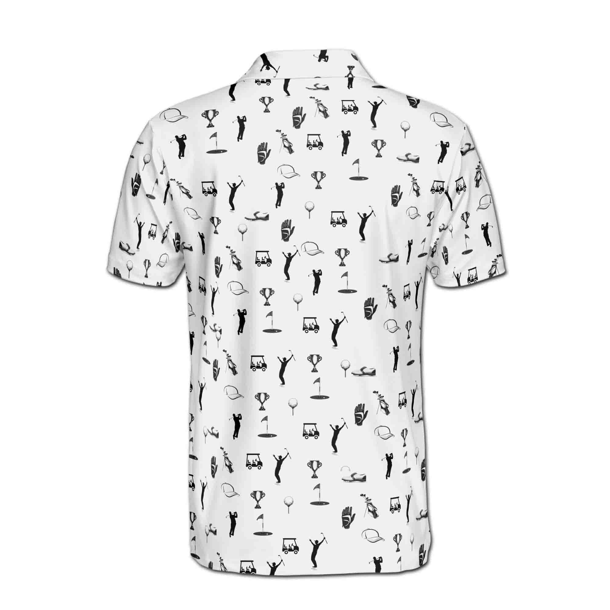 Personalized Men's Golf Shirt Polo - Funny Golf Icon Golfer Silhouette Golf Lover