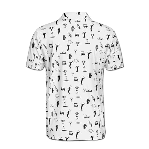 Personalized Men's Golf Shirt Polo - Funny Golf Icon Golfer Silhouette Golf Lover