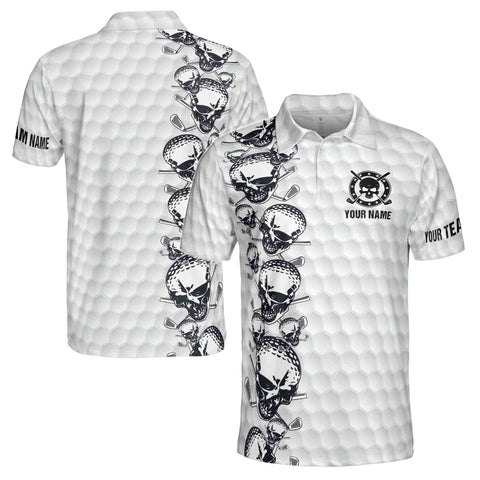 Personalized Men's Golf Shirt Polo - Golfing Pattern Skull Golf Team