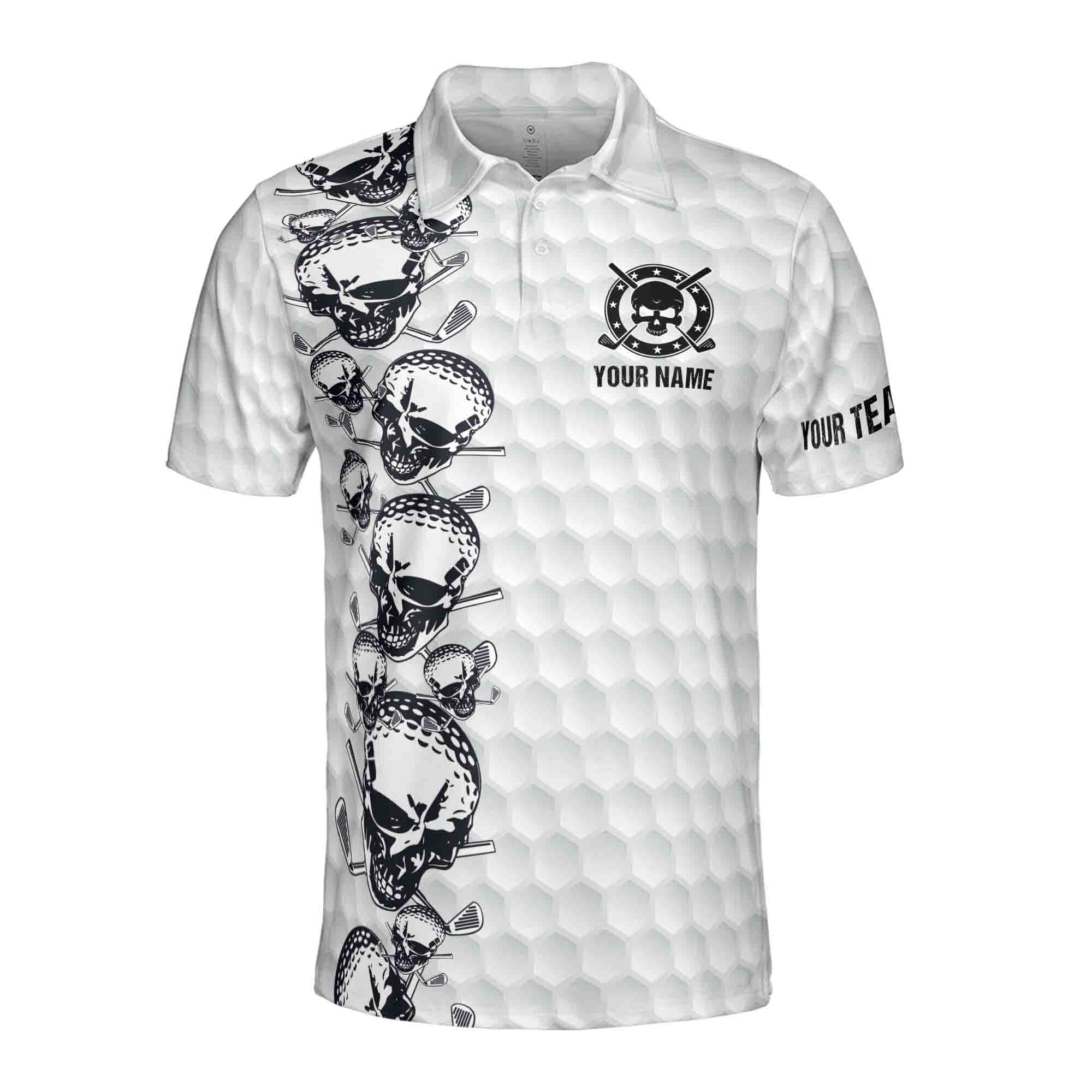 Personalized Men's Golf Shirt Polo - Golfing Pattern Skull Golf Team