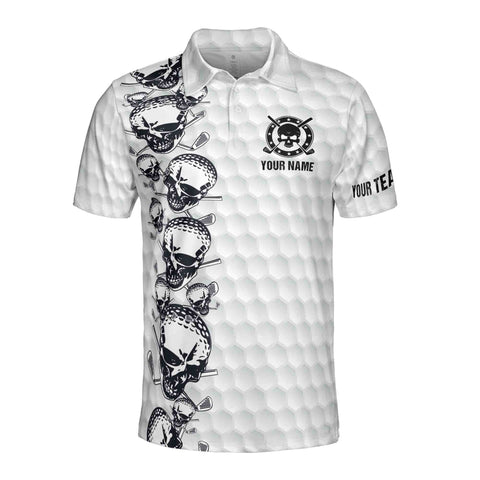 Personalized Men's Golf Shirt Polo - Golfing Pattern Skull Golf Team