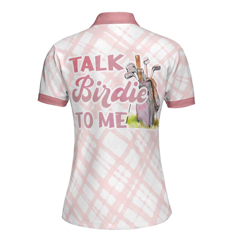 Personalized Women's Golf Shirt Polo - Talk Birdie To Me Flamingo Golf