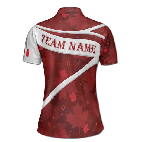 Personalized Women's Golf Shirt Polo - Canada Flag Patriot Maple Leaves Golf