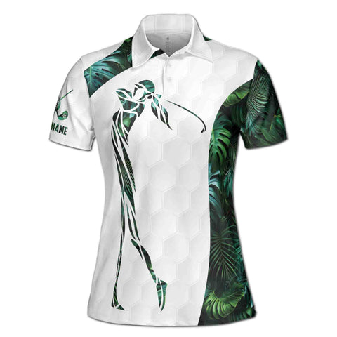 Personalized Women's Golf Shirt Polo - Colorful Camouflage Tropical Pattern Golf