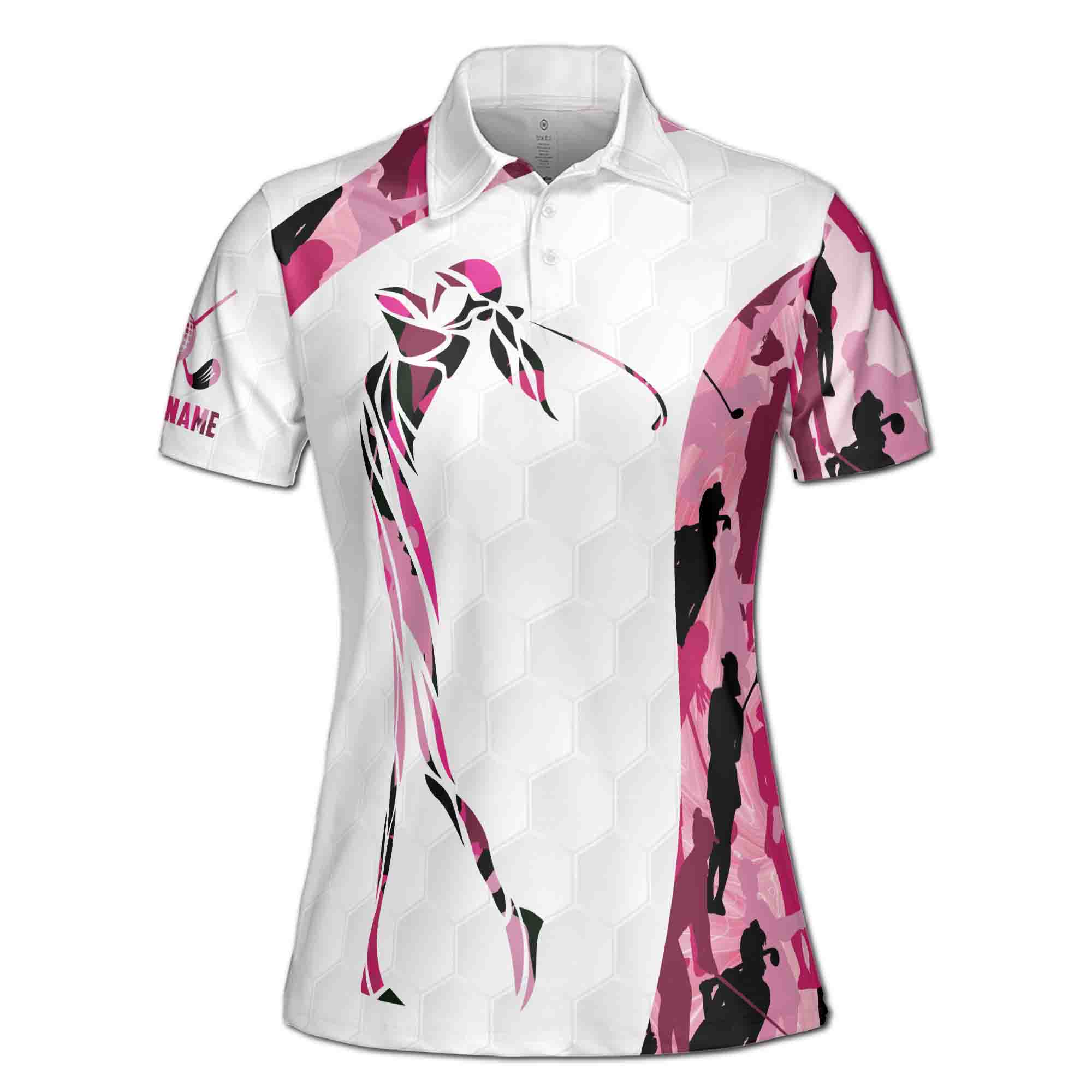 Personalized Women's Golf Shirt Polo - Colorful Camouflage Tropical Pattern Golf