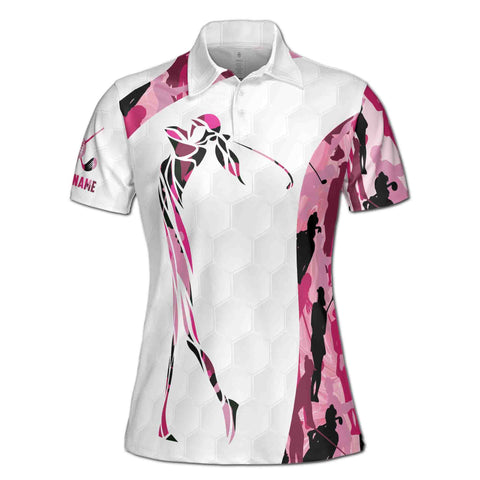 Personalized Women's Golf Shirt Polo - Colorful Camouflage Tropical Pattern Golf