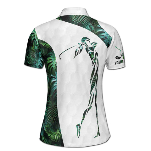 Personalized Women's Golf Shirt Polo - Colorful Camouflage Tropical Pattern Golf