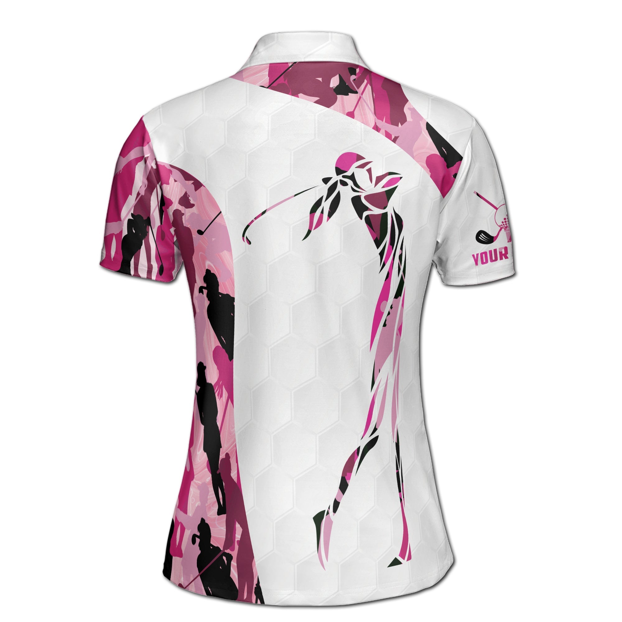Personalized Women's Golf Shirt Polo - Colorful Camouflage Tropical Pattern Golf