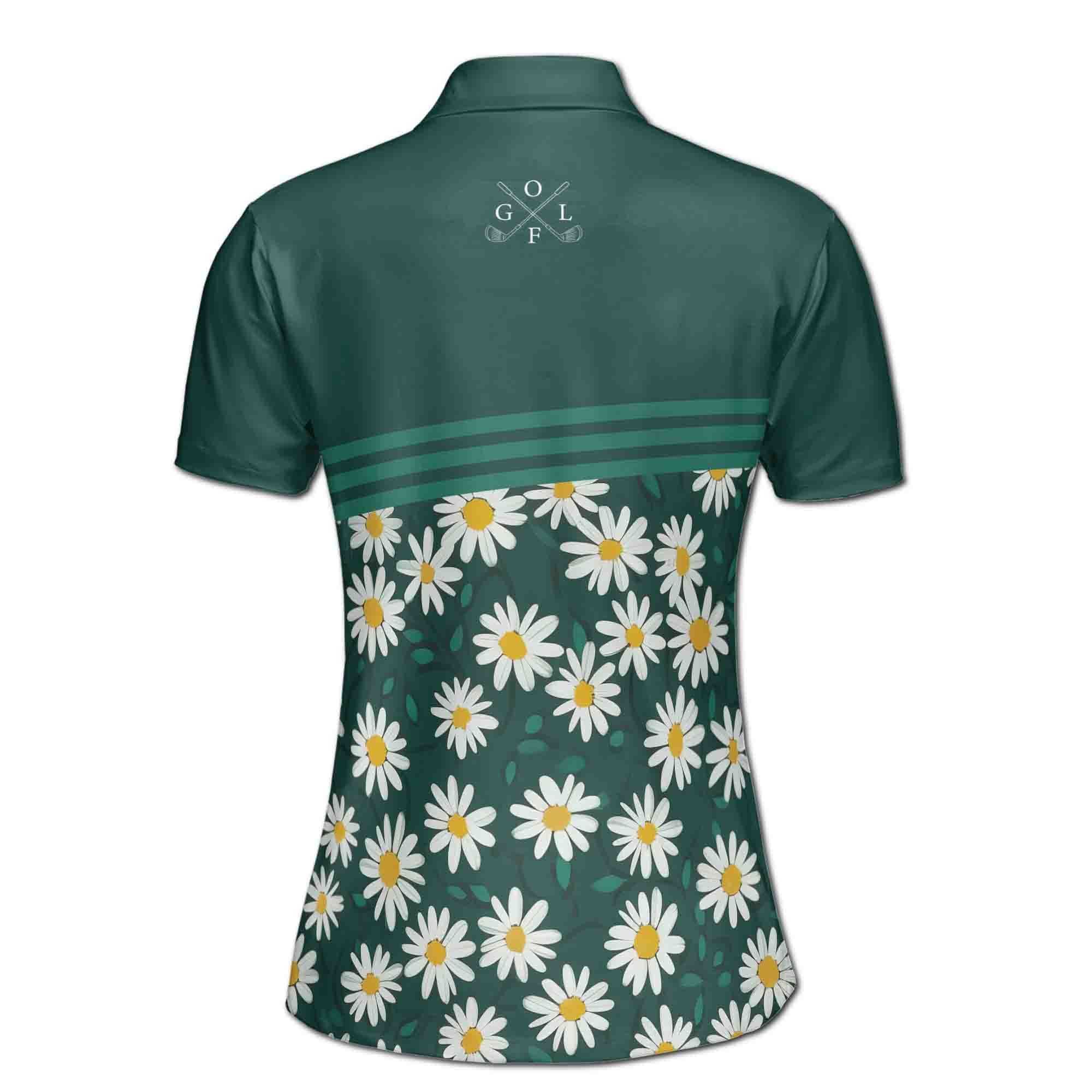 Personalized Women's Golf Shirt Polo - Life Is Short Swing Hard Flower Daisy Golfer