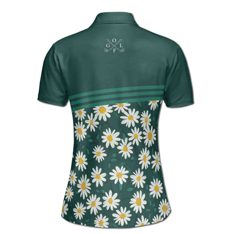 Personalized Women's Golf Shirt Polo - Life Is Short Swing Hard Flower Daisy Golfer