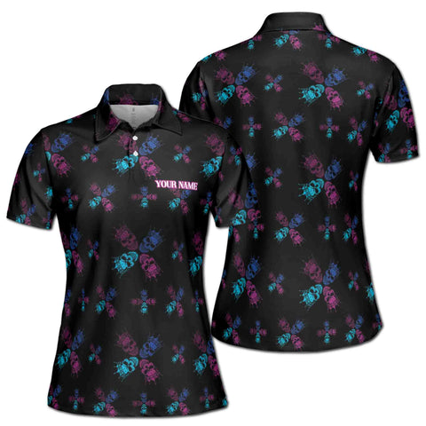 Personalized Women's Golf Shirt Polo - Funny Skull King Pattern Golf