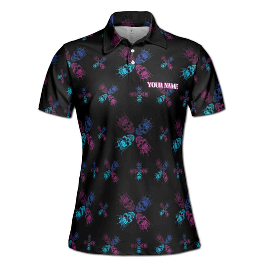 Personalized Women's Golf Shirt Polo - Funny Skull King Pattern Golf