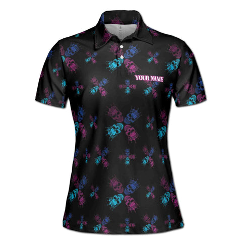 Personalized Women's Golf Shirt Polo - Funny Skull King Pattern Golf
