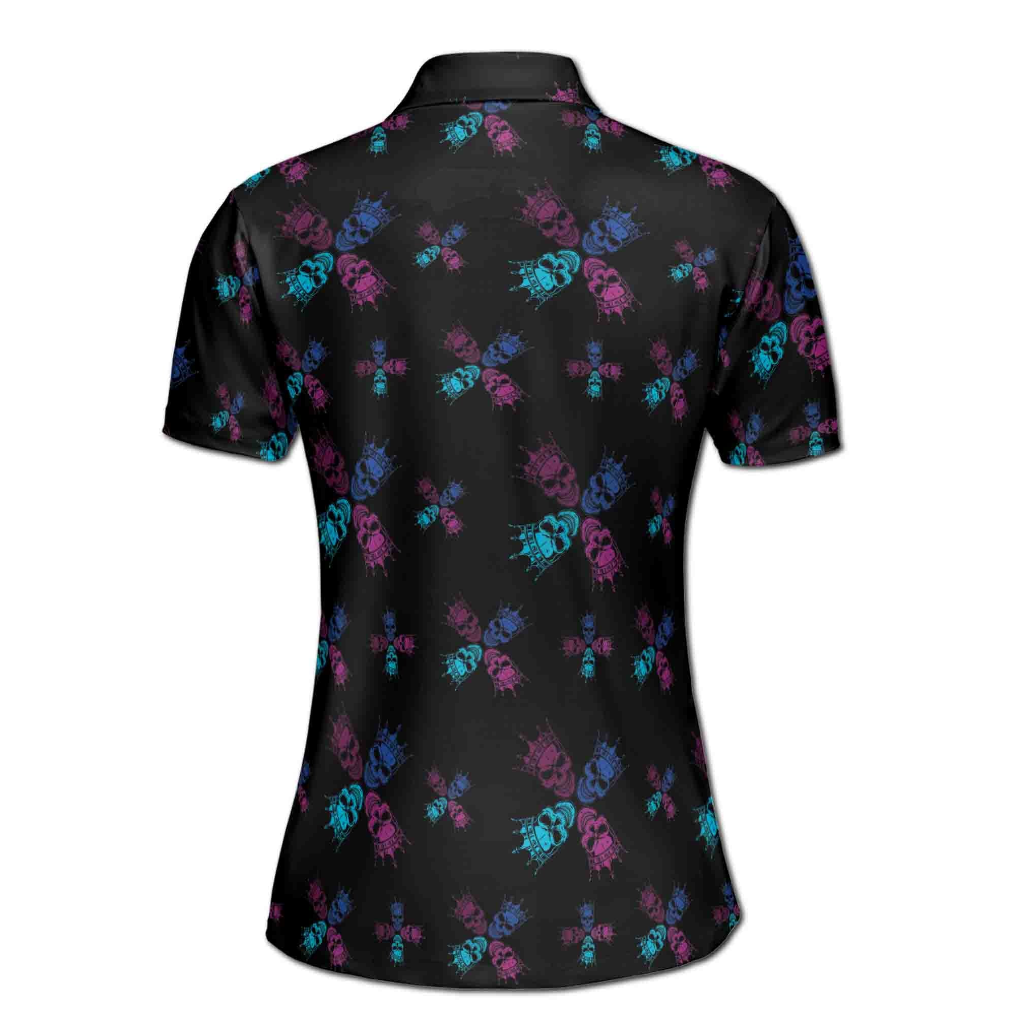 Personalized Women's Golf Shirt Polo - Funny Skull King Pattern Golf