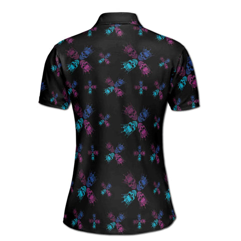 Personalized Women's Golf Shirt Polo - Funny Skull King Pattern Golf