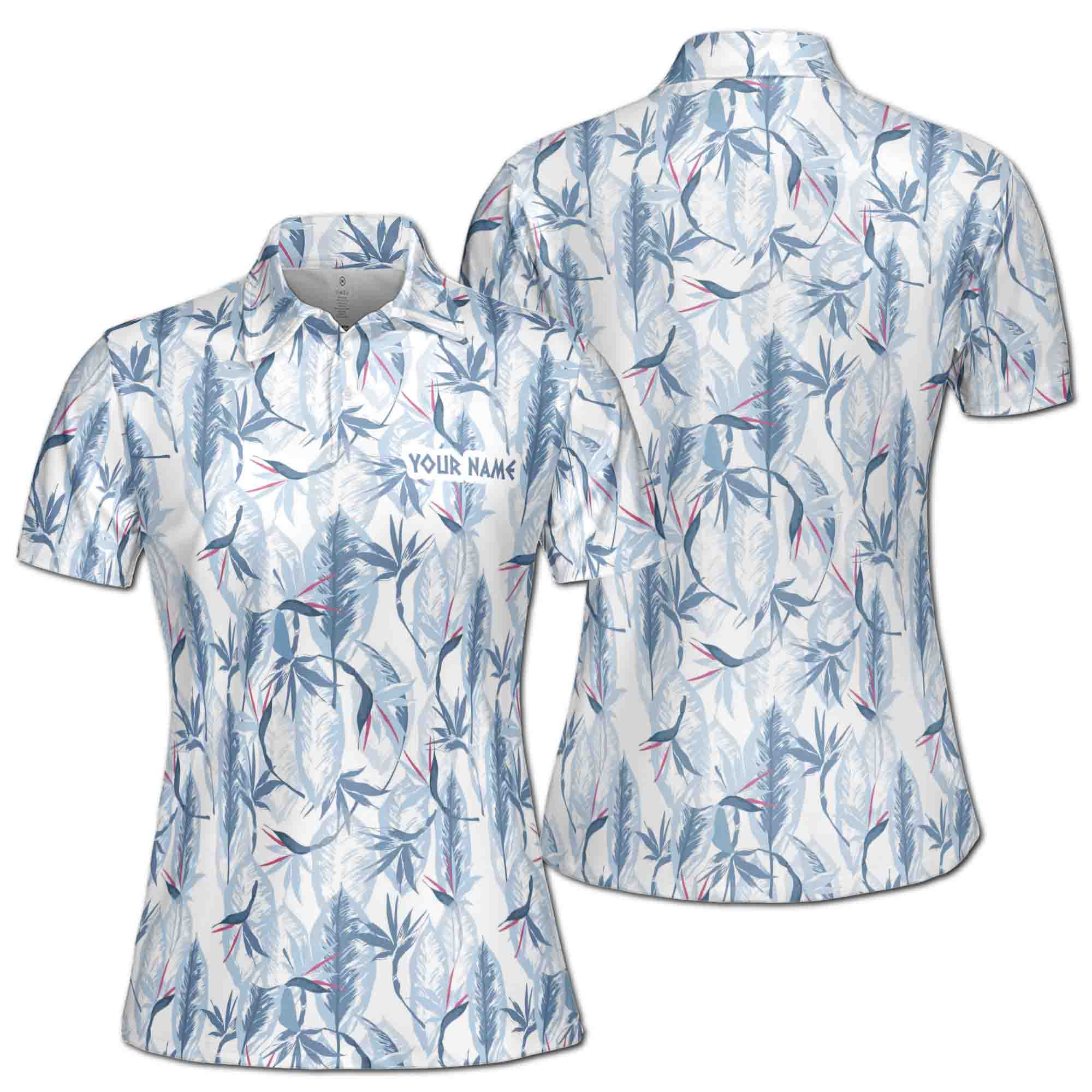 Personalized Women's Golf Shirt Polo - Peaceful Palm Leaf Golf