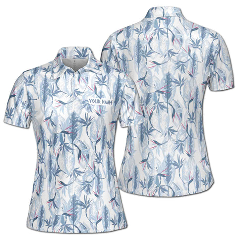 Personalized Women's Golf Shirt Polo - Peaceful Palm Leaf Golf