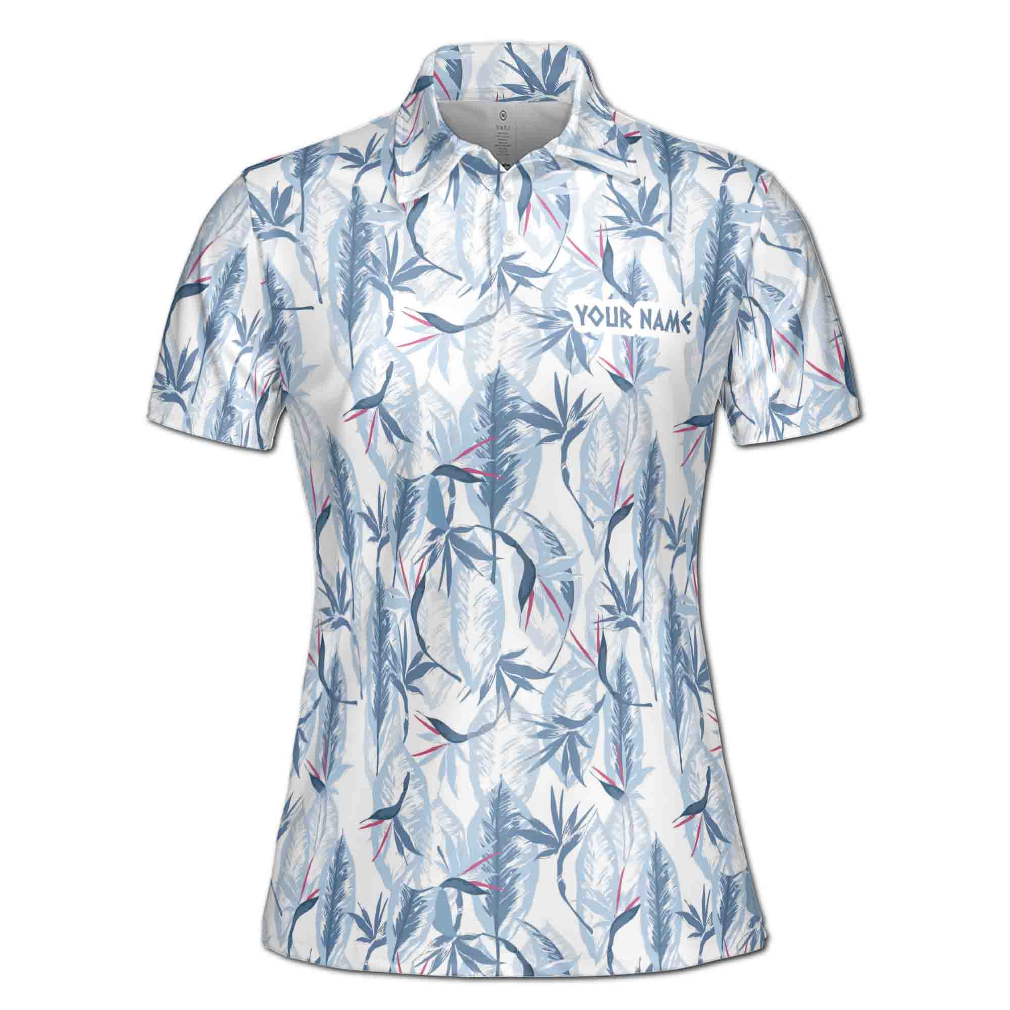 Personalized Women's Golf Shirt Polo - Peaceful Palm Leaf Golf