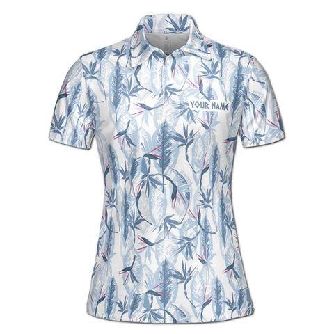 Personalized Women's Golf Shirt Polo - Peaceful Palm Leaf Golf