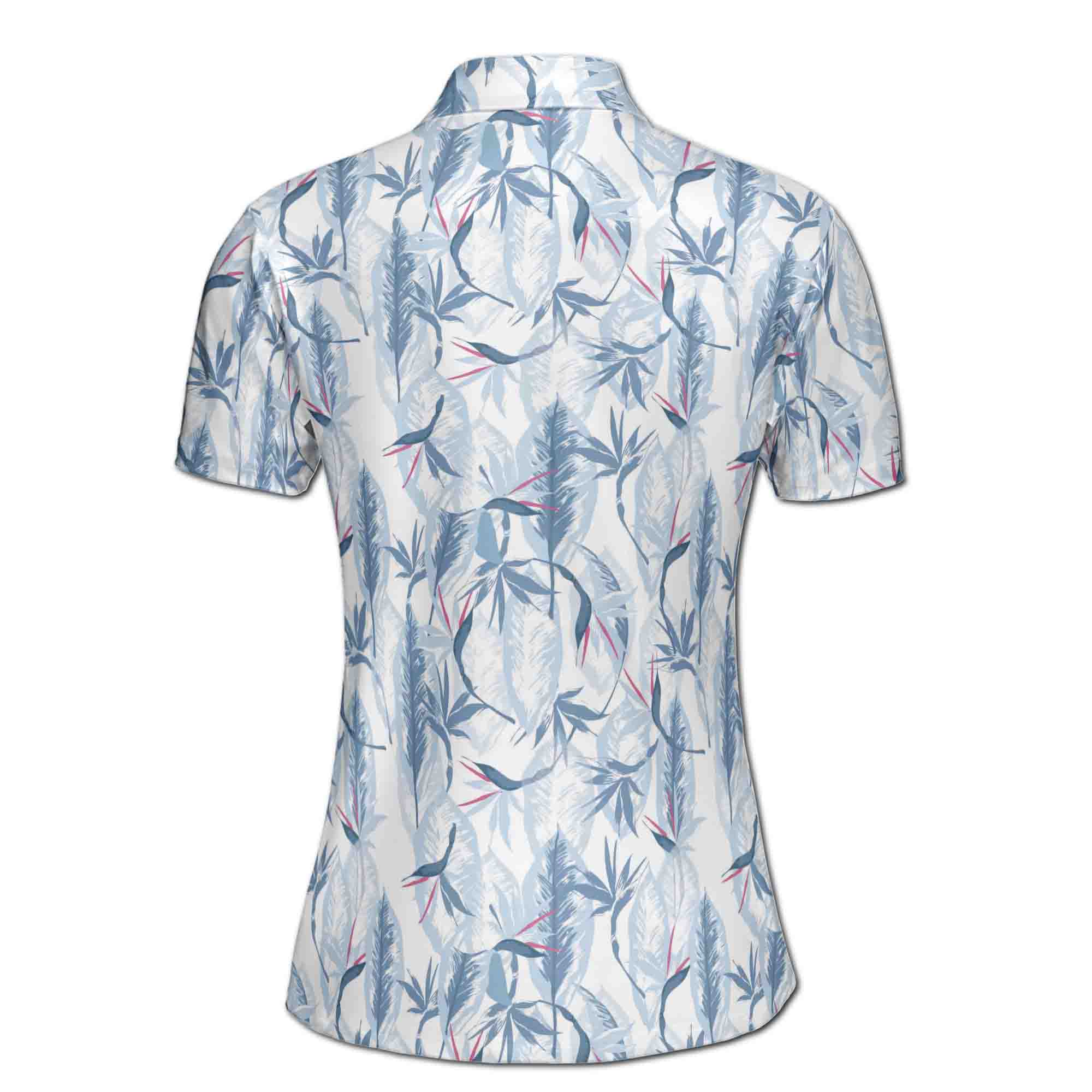 Personalized Women's Golf Shirt Polo - Peaceful Palm Leaf Golf