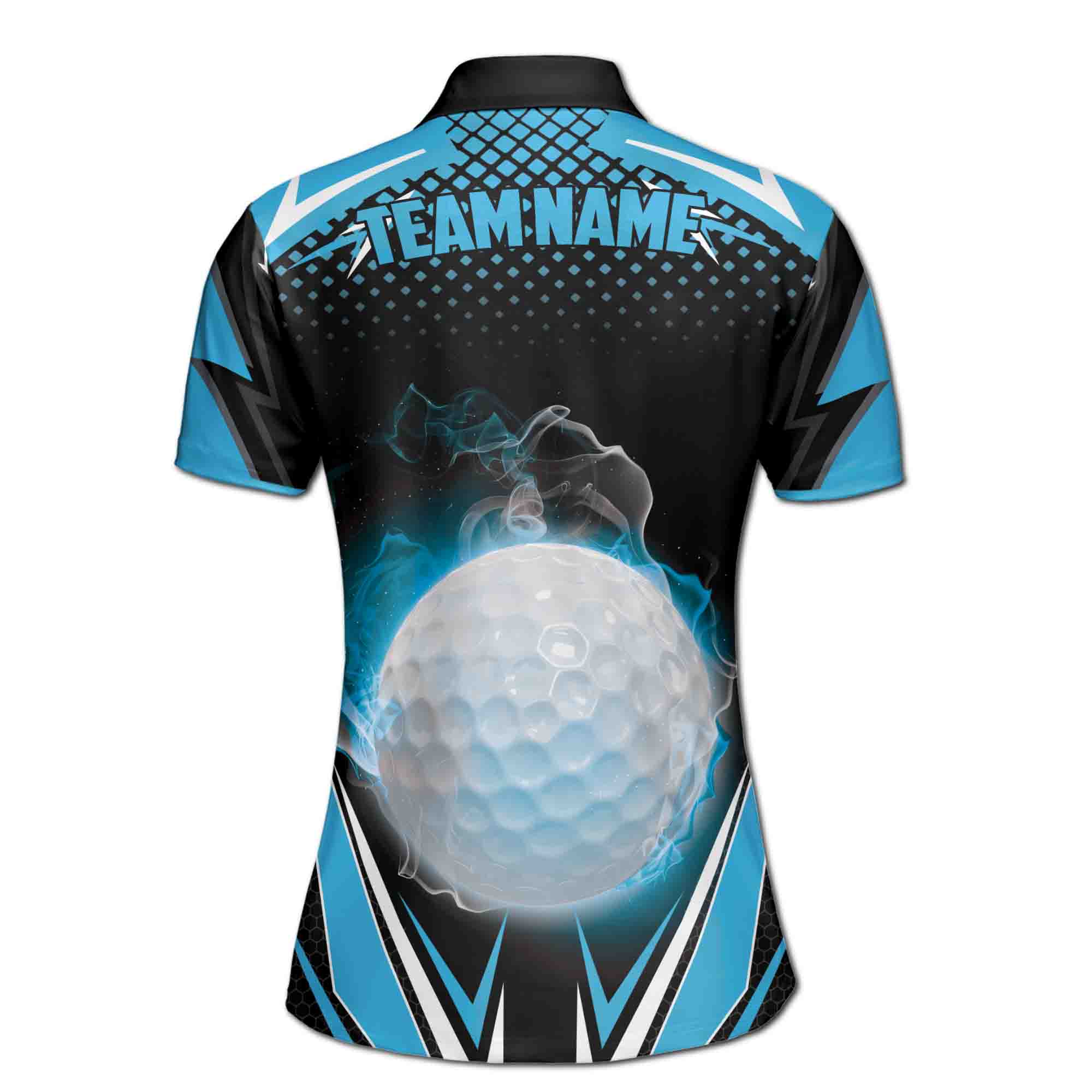 Personalized Women's Golf Shirt Polo - Blue Lightning Pattern Passion Golfer