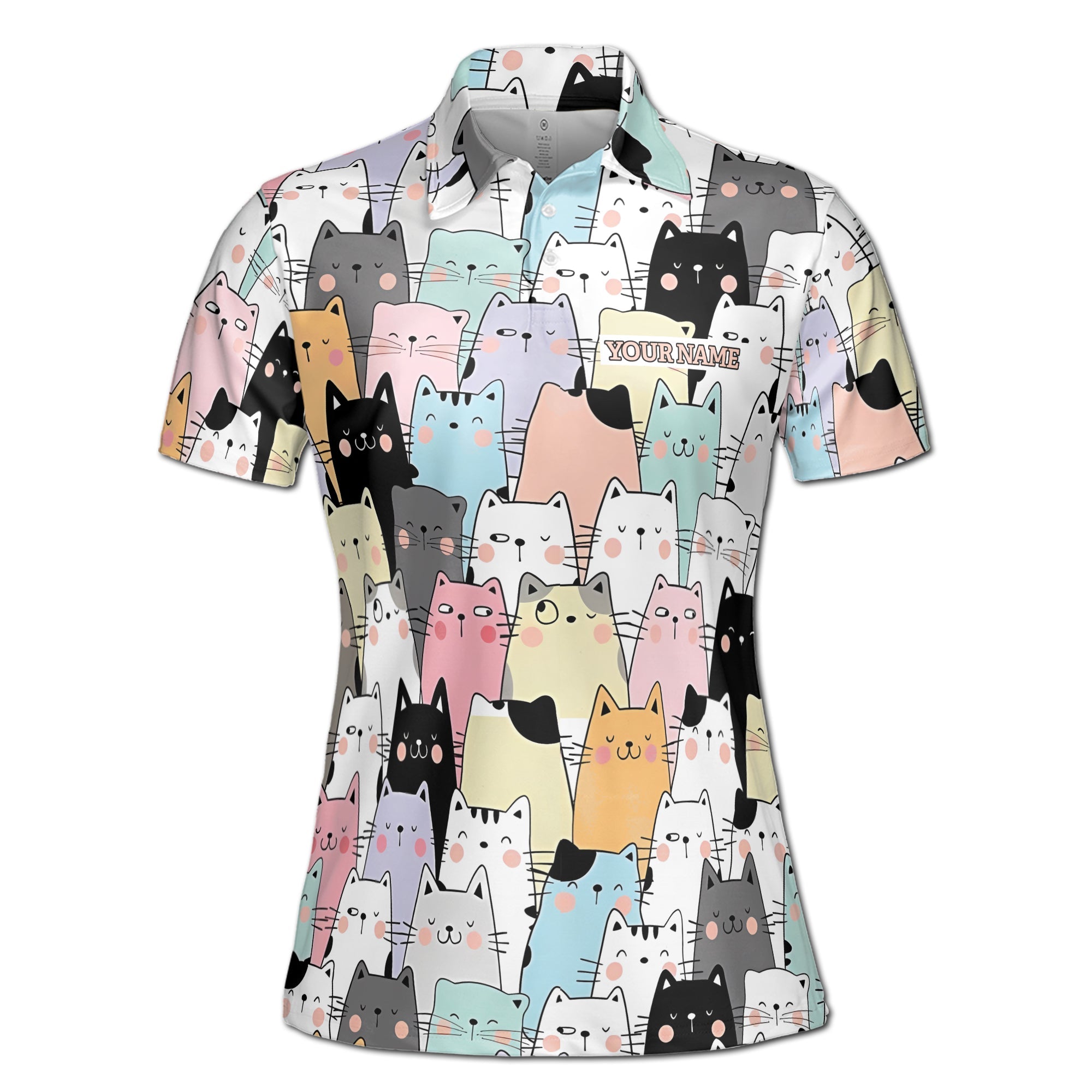 Personalized Women's Golf Shirt Polo - Funny Meow Lover Cute Cats Golf