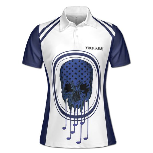 Personalized Women's Golf Shirt Polo - Skull Golfer Nice Shot I Love Golf