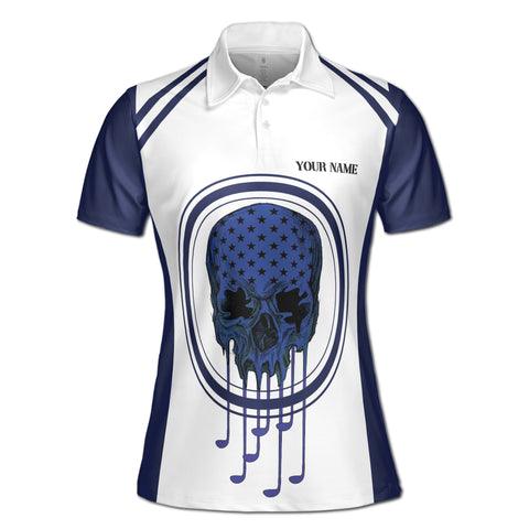 Personalized Women's Golf Shirt Polo - Skull Golfer Nice Shot I Love Golf